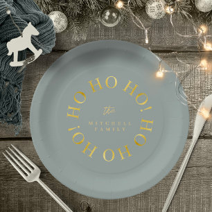 Assiettes En Carton Earthy Green Gold Noël Ho Ho Ho ID1009