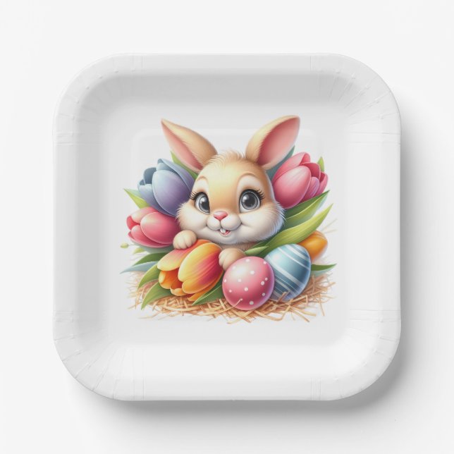 Assiettes En Carton Easter Bunny  (Recto)
