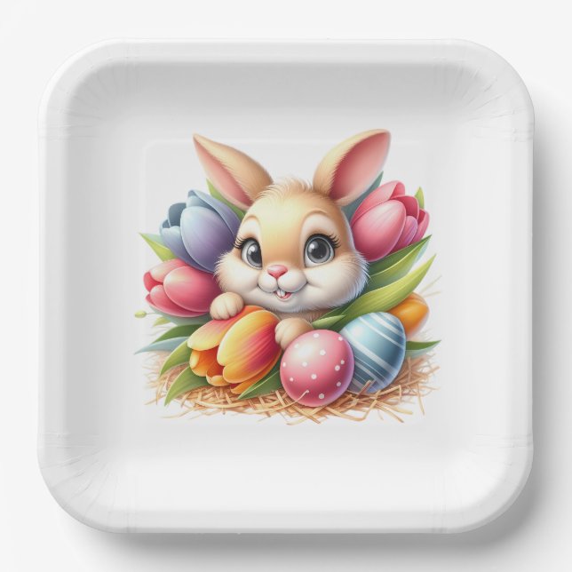 Assiettes En Carton Easter Bunny  (Recto)