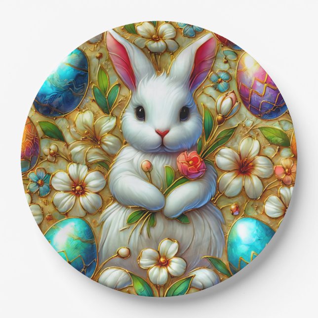 Assiettes En Carton EASTER BUNNY 3D ~ Encres d'alcool ~ Plaque de papi (Devant)