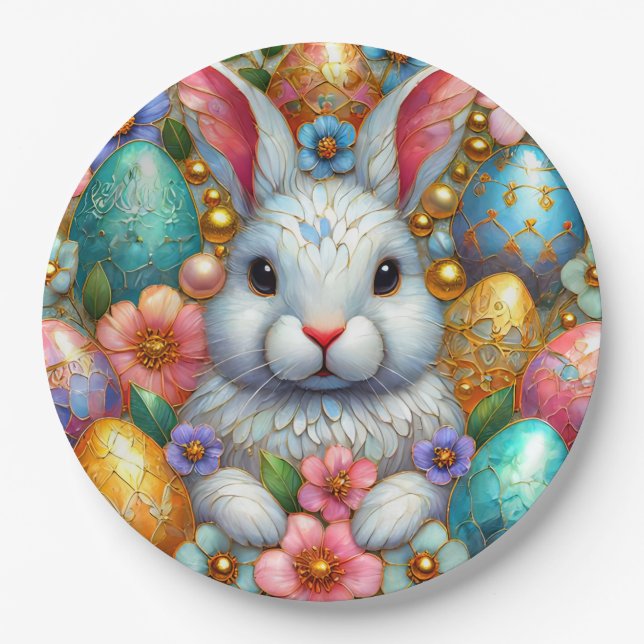 Assiettes En Carton EASTER BUNNY 3D ~ Encres d'alcool ~ Plaque de papi (Devant)