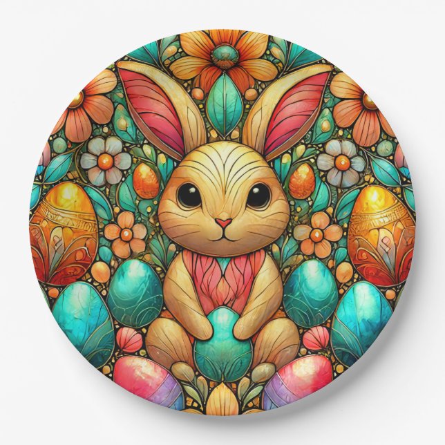 Assiettes En Carton EASTER BUNNY 3D ~ Encres d'alcool ~ Plaque de papi (Devant)