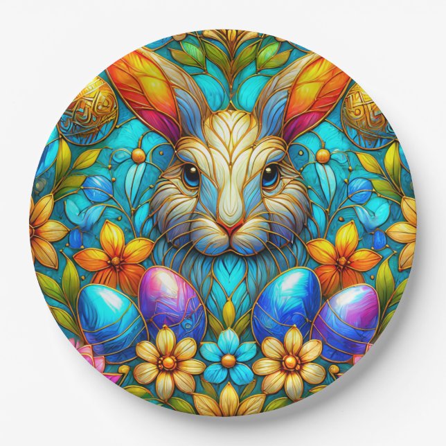Assiettes En Carton EASTER BUNNY 3D ~ Multicolore ~ (Devant)