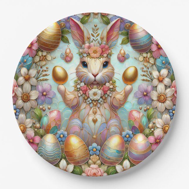 Assiettes En Carton EASTER BUNNY 3D ~ Pastels~ (Devant)