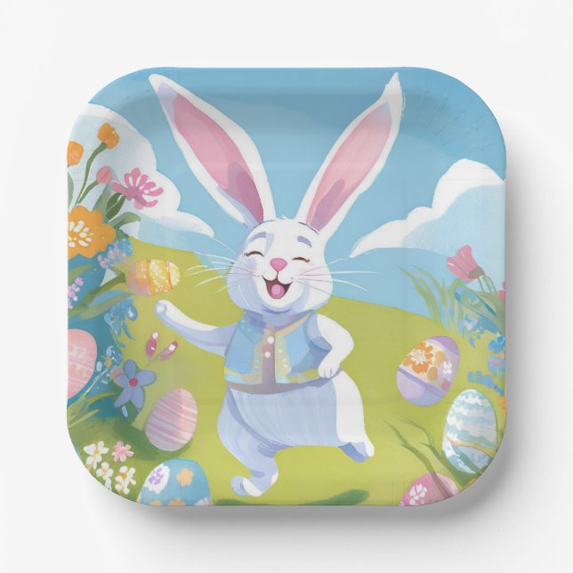 Assiettes En Carton Easter Bunny | Cute Easter Pastel Wildflower (Recto)