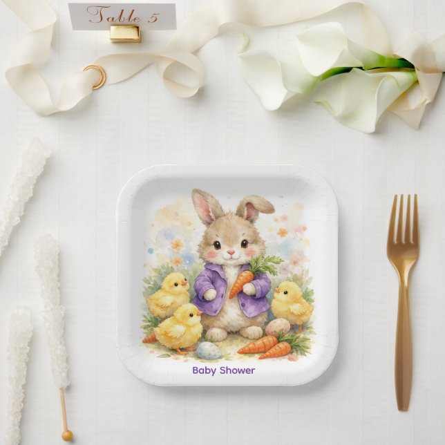 Assiettes En Carton Easter Bunny Purple Jacket Baby Shower (Mariage)