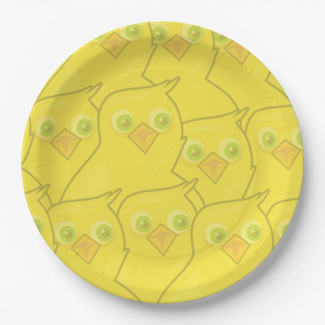 Assiettes En Carton Easter Chickens Bright Yellow Cartoon Pattern (Devant)
