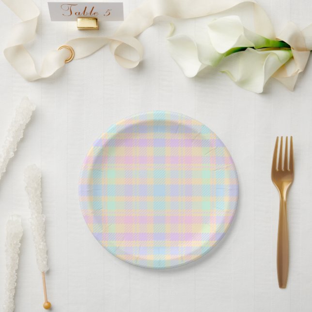 Assiettes En Carton Easter Pastel Plaid Party Paper Plates (Mariage)