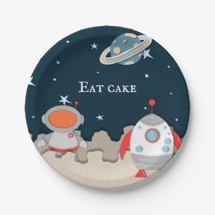 Assiettes En Carton Eat Cake Astronaut et Rocket Ship Space