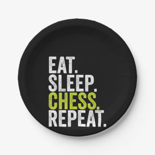 Assiettes En Carton Eat Sleep Chess Joueur Répéter Planche Jeu Garçon