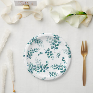 Assiettes En Carton Eau-couleur eucalyptus verdure