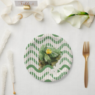 Assiettes En Carton Eau Lilies aquarelle rayée coulisse