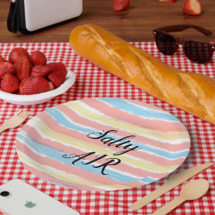 Assiettes En Carton Eau pastel rose jaune bleu aquarelle