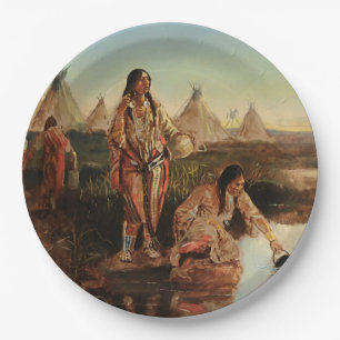 Assiettes En Carton « Eau pour le camp » Cowboy Art par Charles Russel