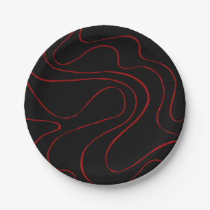 Assiettes En Carton Ebb et flux 2 en rouge et noir
