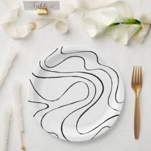 Assiettes En Carton Ebb et flux 2 - Noir et blanc