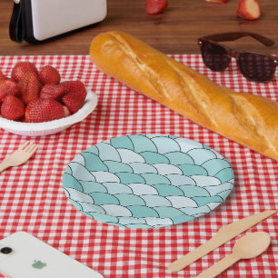 Assiettes En Carton Écailles de dragon, éventails, vagues, Seigaiha, b