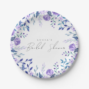 Assiettes En Carton Échantillon de jardin floral violet bleu pour une