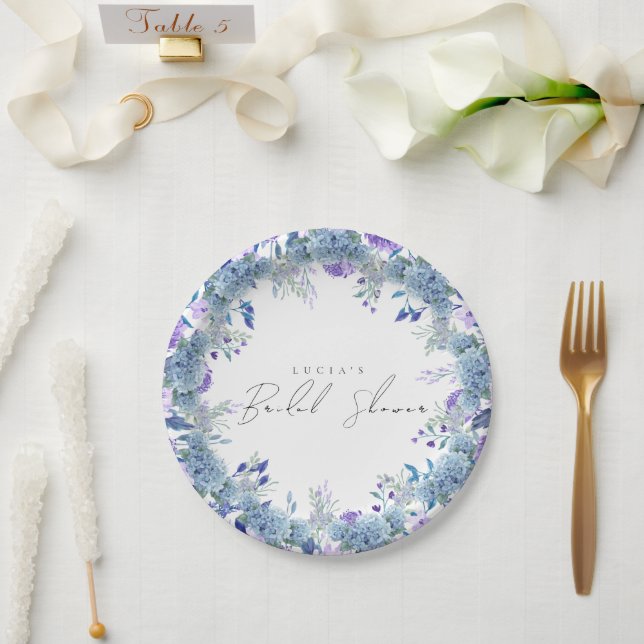 Assiettes En Carton Échantillon Jardin Floral Violet Mariage Bleu Baby (Mariage)