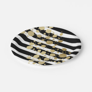 Assiettes En Carton Éclaboussure de peinture d'or de Faux sur les