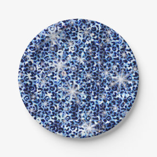 Assiettes En Carton Éclats de guépards bleus