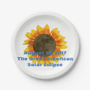 Assiettes En Carton Éclipse solaire 2017, édition tournesol