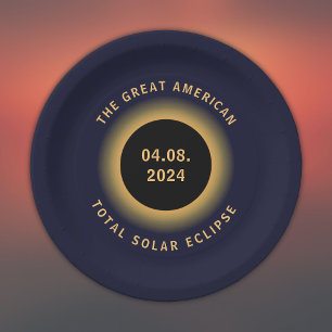 Assiettes En Carton Éclipse solaire totale des États-Unis 8 avril, 202