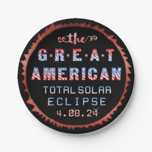 Assiettes En Carton Éclipse solaire totale des États-Unis 8 avril 2024