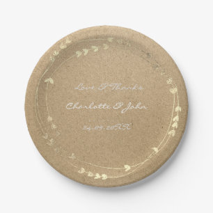 Assiettes En Carton Eco Naturelle Kraft Foxier Gold Wreath Heart