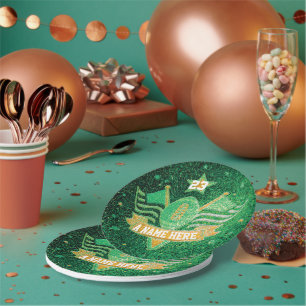 Assiettes En Carton École de Parties scintillant Green & Gold Football