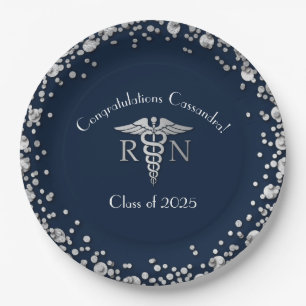Assiettes En Carton École de soins infirmiers Graduation Marine Bleu A