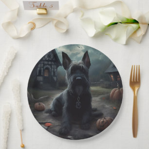 Assiettes En Carton Ecosse Terrier Citrouille Halloween effrayant
