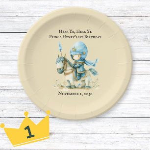 Assiettes En Carton Ecoutez Ye Medieval Knight Boy, 1er anniversaire