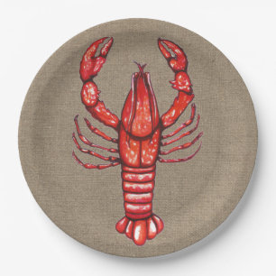 Assiettes En Carton Écrevisses de Cajun et toile de jute de Faux