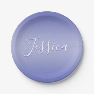 Assiettes En Carton Écriture cursive éditable   Violet blanc et violet