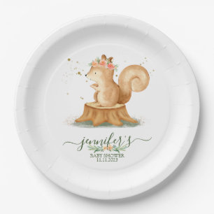 Assiettes En Carton Écureuil aquarelle mignon faune bébé nouveau-né