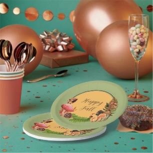 Assiettes En Carton Écureuil et nature avec texte personnalisable 