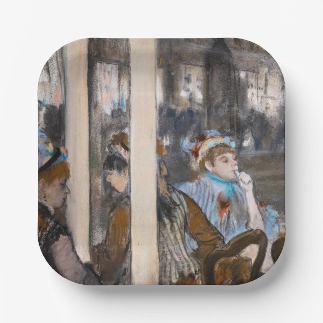 Assiettes En Carton Edgar Degas - Femmes sur une terrasse de café en s (Recto)