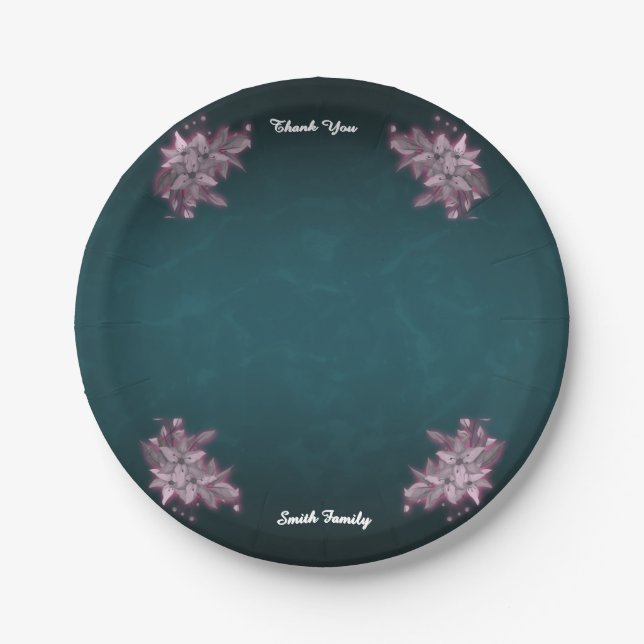 Assiettes En Carton Editable Elegant Floral Paper Plates (Devant)