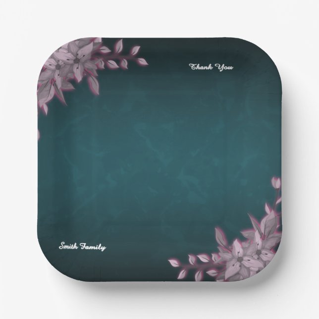 Assiettes En Carton Editable Elegant Floral Paper Plates (Recto)