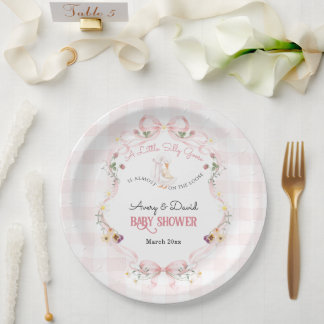 Assiettes En Carton Editable Silly Goose Baby Shower Pink Bow