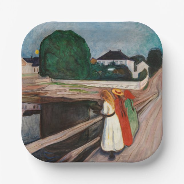 Assiettes En Carton Edvard Munch - Les filles sur le pont (Recto)