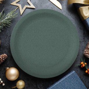 Assiettes En Carton Effet Herringbone simple vert Noël