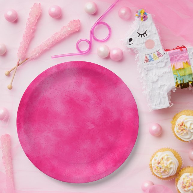 Assiettes En Carton Effet nuage de tempête élégant Magenta rose (Fête)