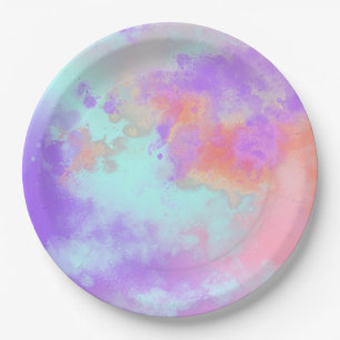 Assiettes En Carton Effet Peinture arc-en-ciel