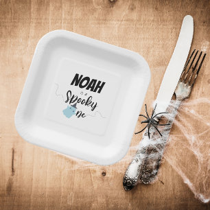 Assiettes En Carton Éffrayant 1ère Plaques d'anniversaire Bleu min