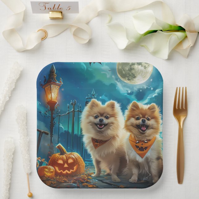 Assiettes En Carton Éffrayant d'Halloween de Poméranie (Mariage)