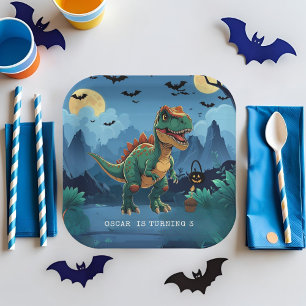 Assiettes En Carton Éffrayant Dinosaure Halloween Anniversaire Personn