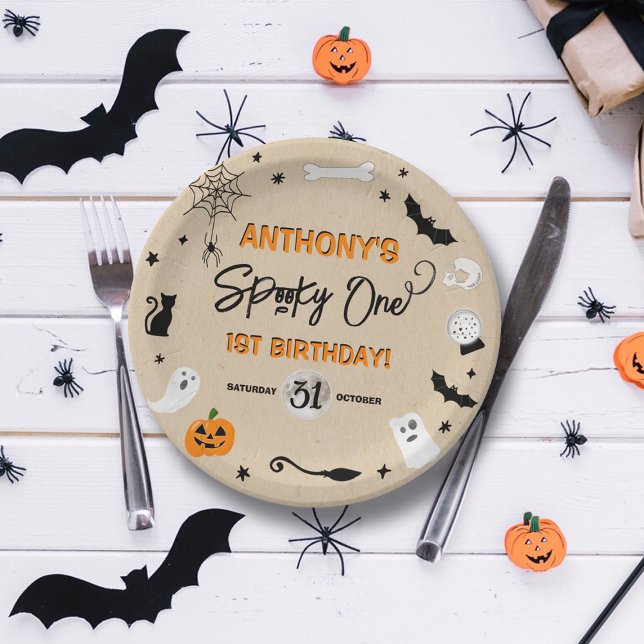 Assiettes En Carton ÉFFRAYANT ! Fête du 1er anniversaire d'Halloween (Créateur téléchargé)