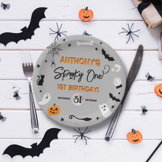 Assiettes En Carton ÉFFRAYANT ! Fête du 1er anniversaire d'Halloween (Créateur téléchargé)